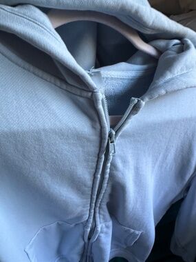 Baby Blue Skims Cropped Cotton Fleece Hoodie
